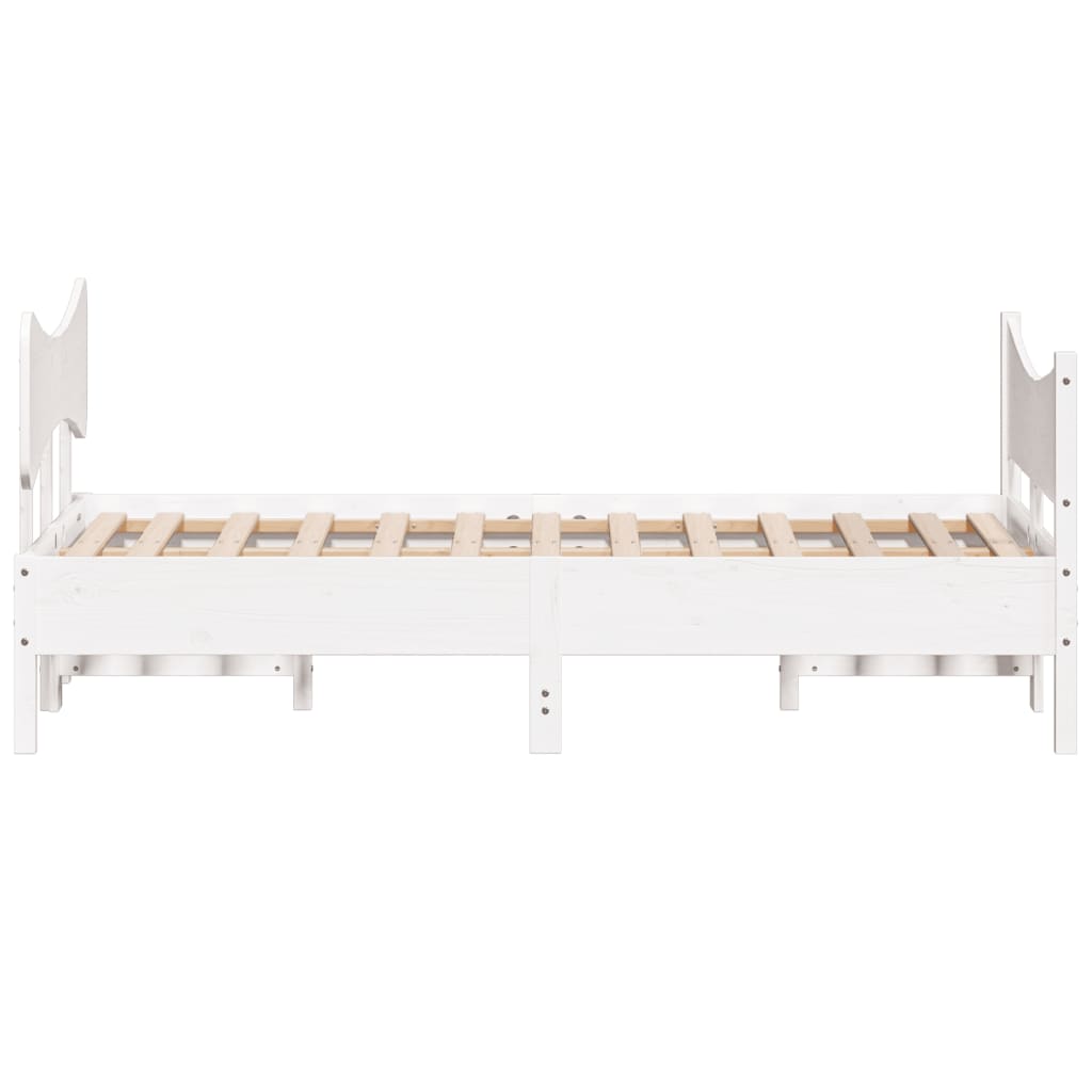 sengeramme uden madras 120x200 cm massivt fyrretræ hvid