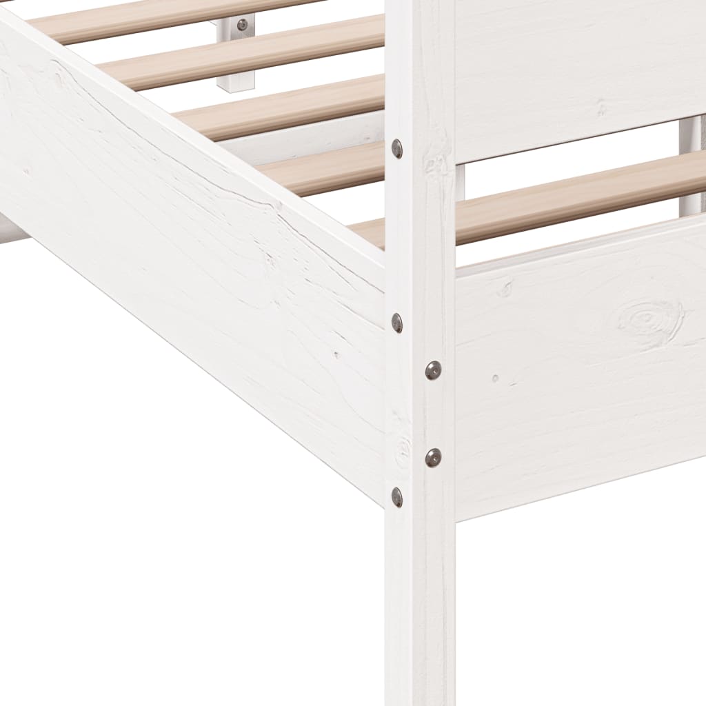sengeramme uden madras 120x200 cm massivt fyrretræ hvid