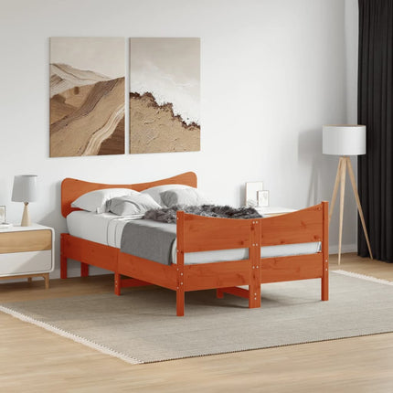 sengeramme uden madras 120x200 cm massivt fyrretræ gyldenbrun