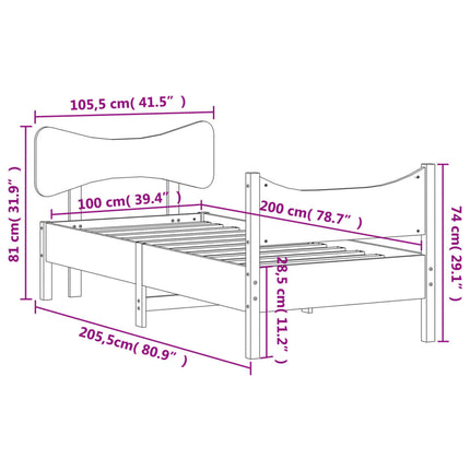 sengeramme uden madras 100x200 cm massivt fyrretræ gyldenbrun