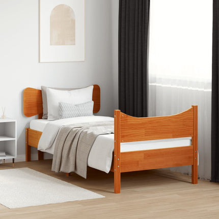 sengeramme uden madras 100x200 cm massivt fyrretræ gyldenbrun