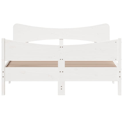 sengeramme uden madras 140x190 cm massivt fyrretræ hvid