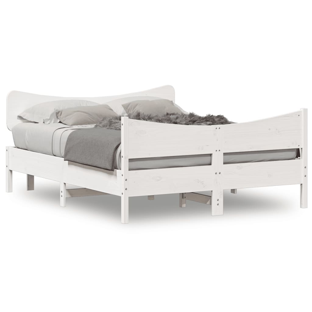 sengeramme uden madras 135x190 cm massivt fyrretræ hvid