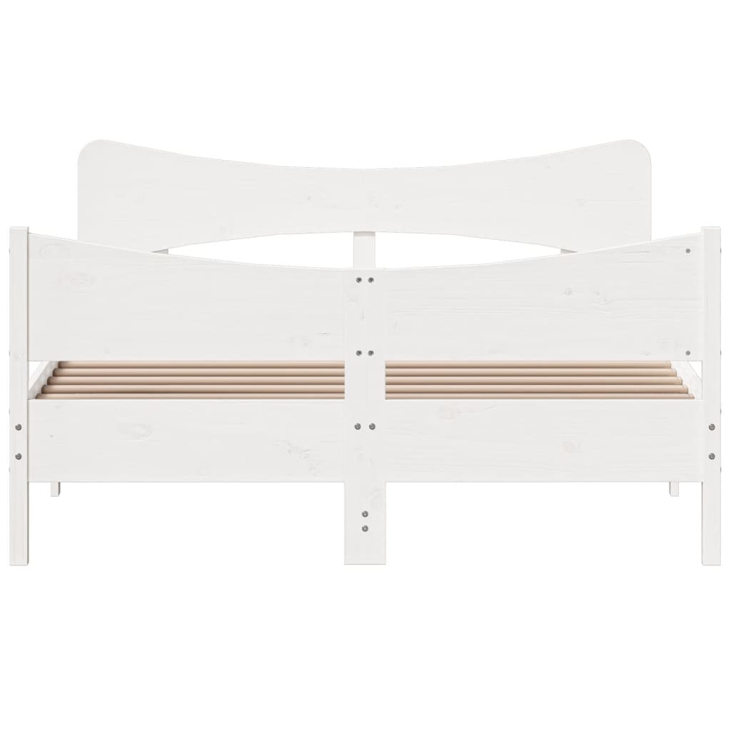 sengeramme uden madras 135x190 cm massivt fyrretræ hvid