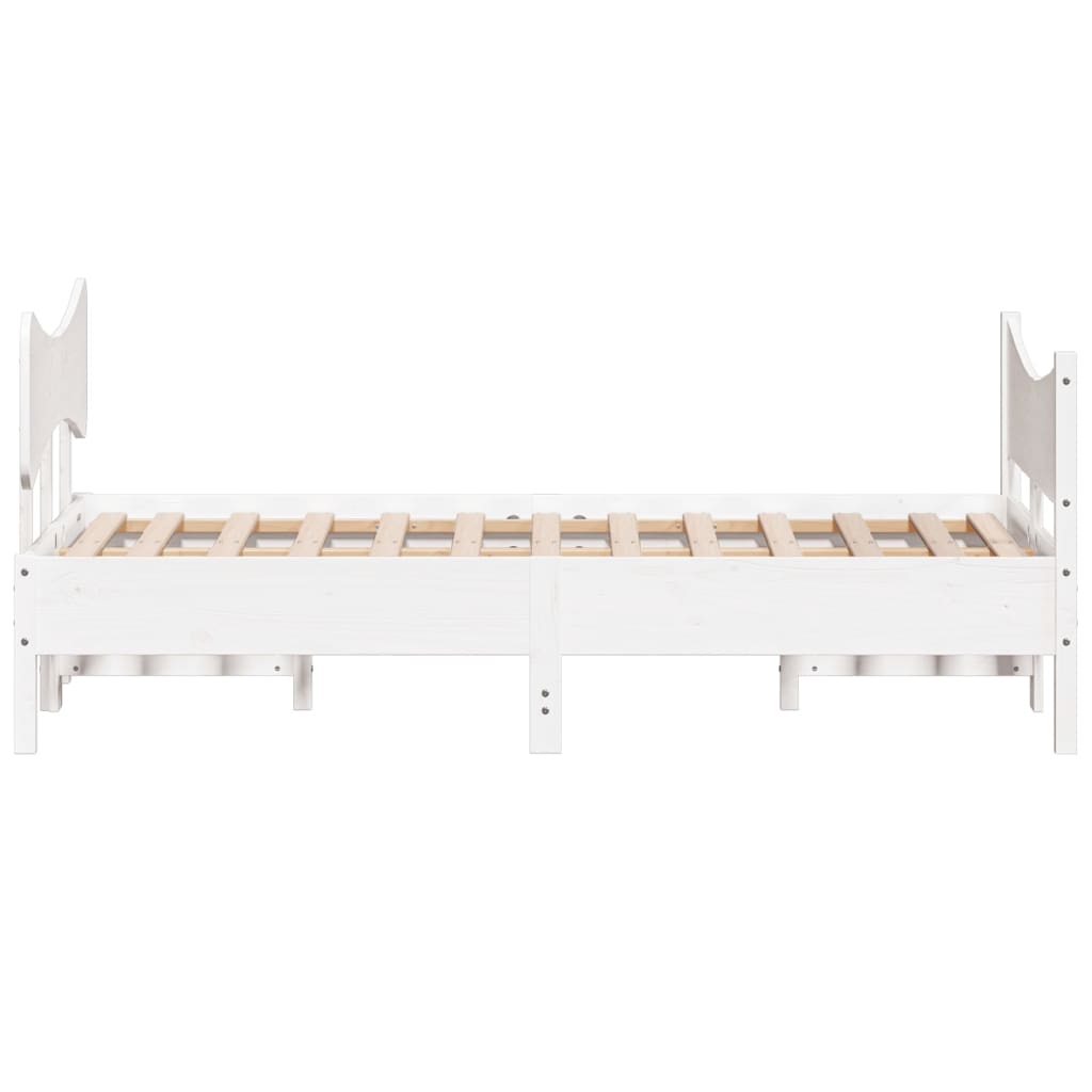 sengeramme uden madras 135x190 cm massivt fyrretræ hvid