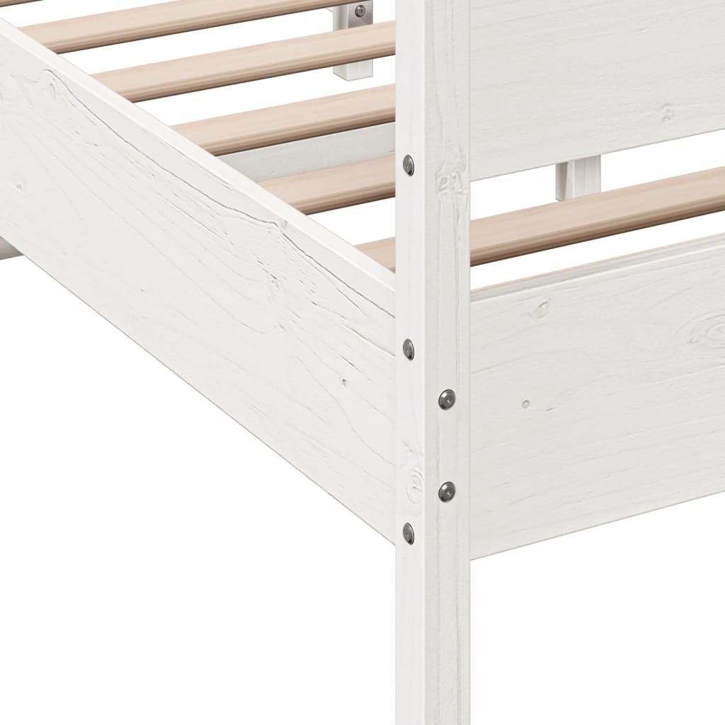 sengeramme uden madras 135x190 cm massivt fyrretræ hvid