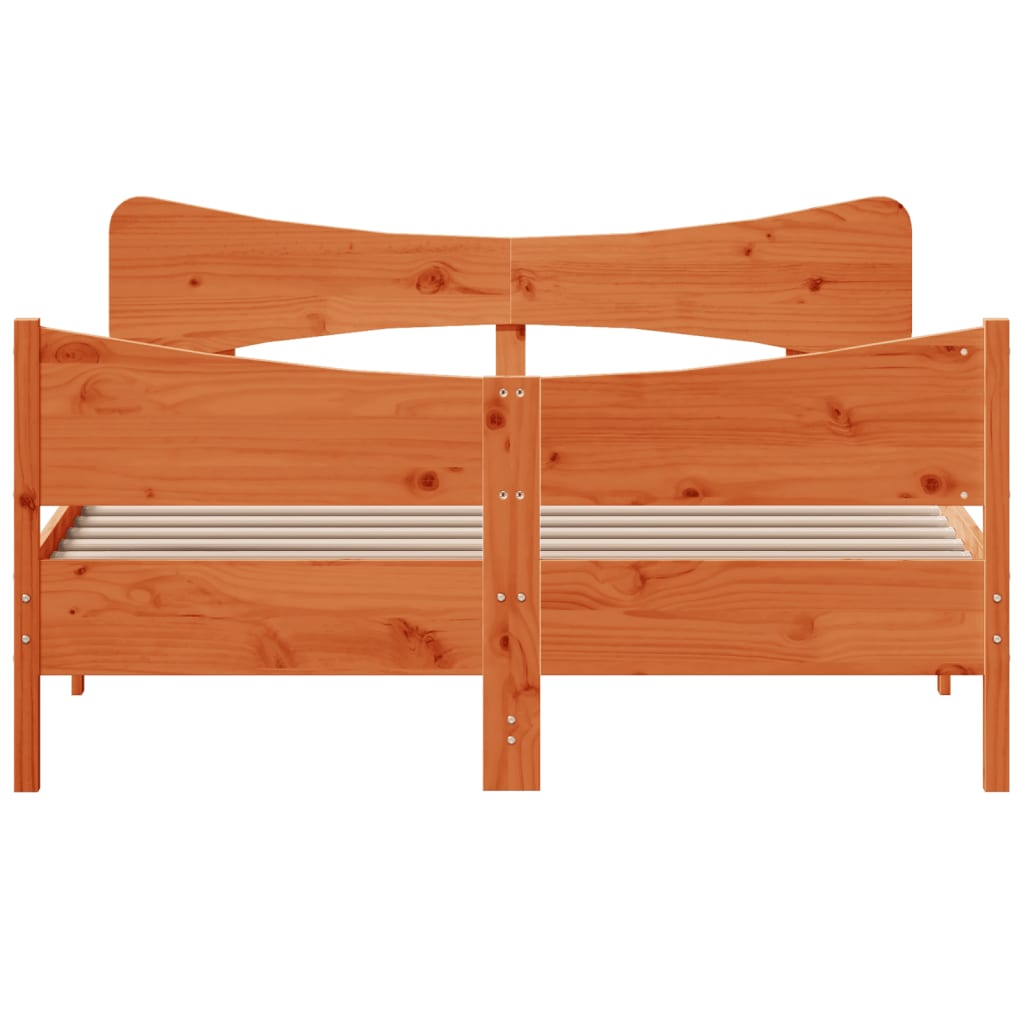 sengeramme uden madras 135x190 cm massivt fyrretræ brun