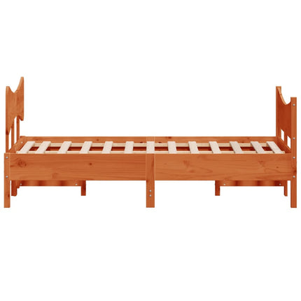 sengeramme uden madras 135x190 cm massivt fyrretræ brun