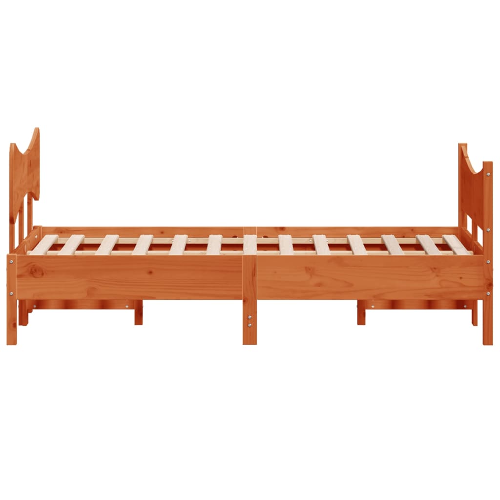 sengeramme uden madras 135x190 cm massivt fyrretræ brun