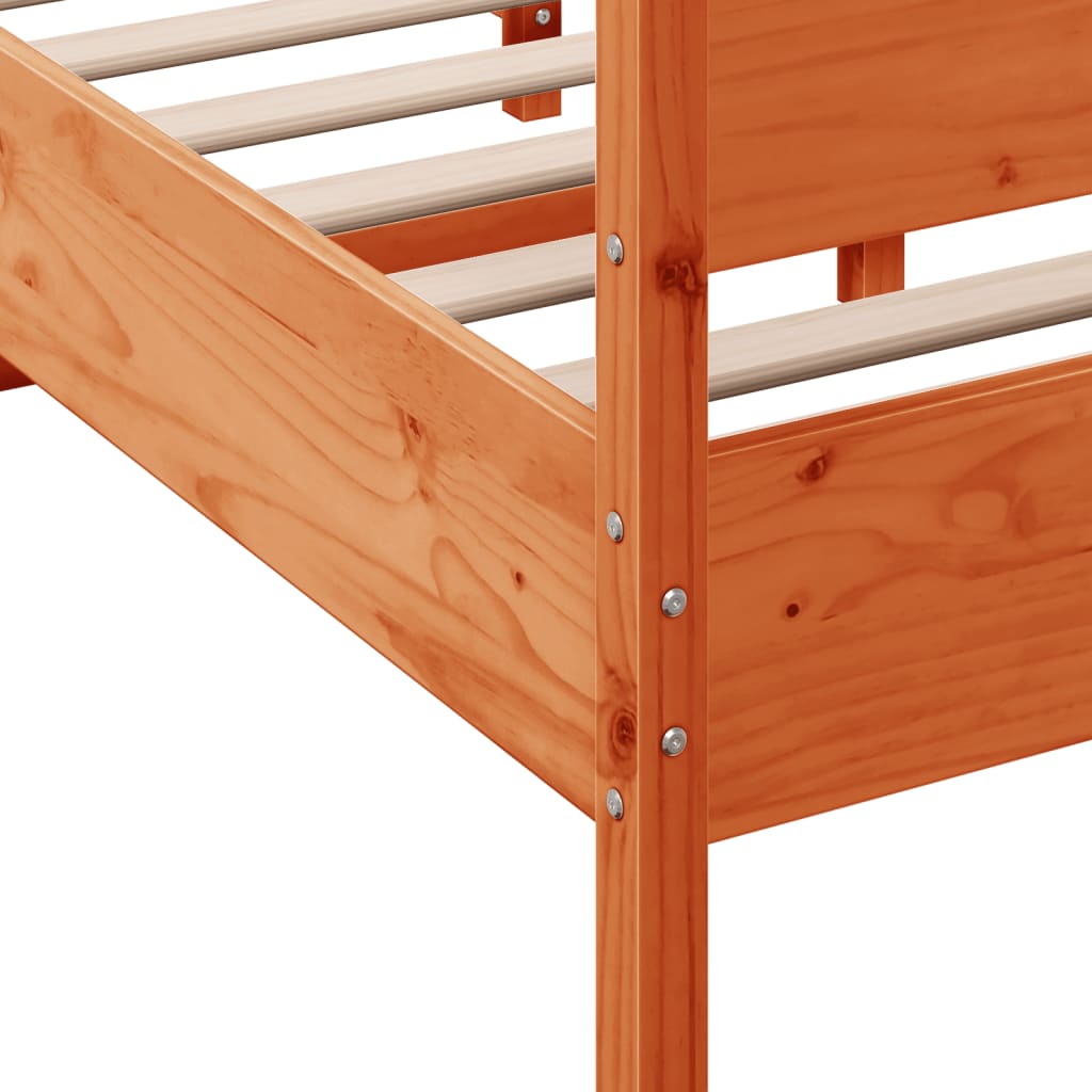 sengeramme uden madras 135x190 cm massivt fyrretræ brun
