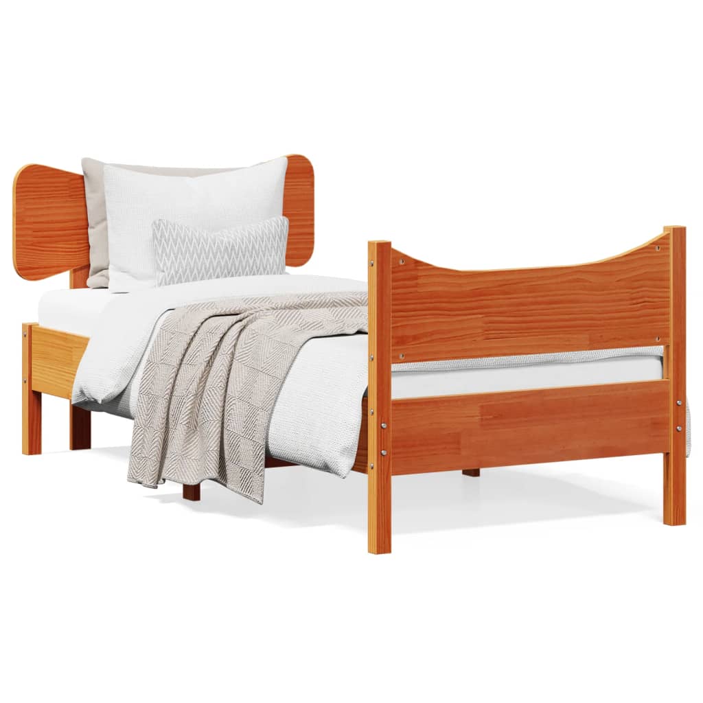 sengeramme uden madras 90x190 cm massivt fyrretræ gyldenbrun