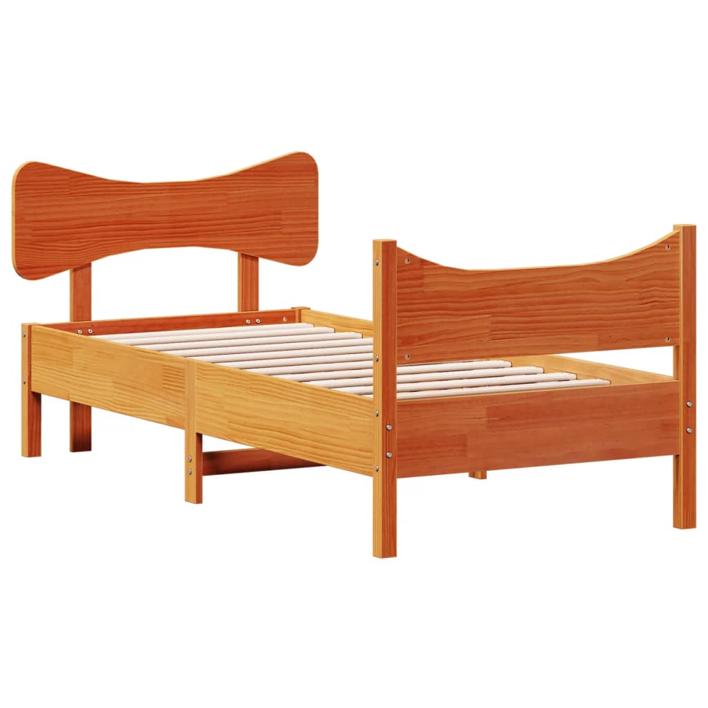 sengeramme uden madras 90x190 cm massivt fyrretræ gyldenbrun