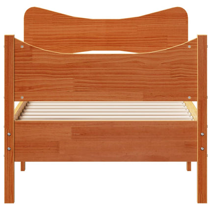 sengeramme uden madras 90x190 cm massivt fyrretræ gyldenbrun