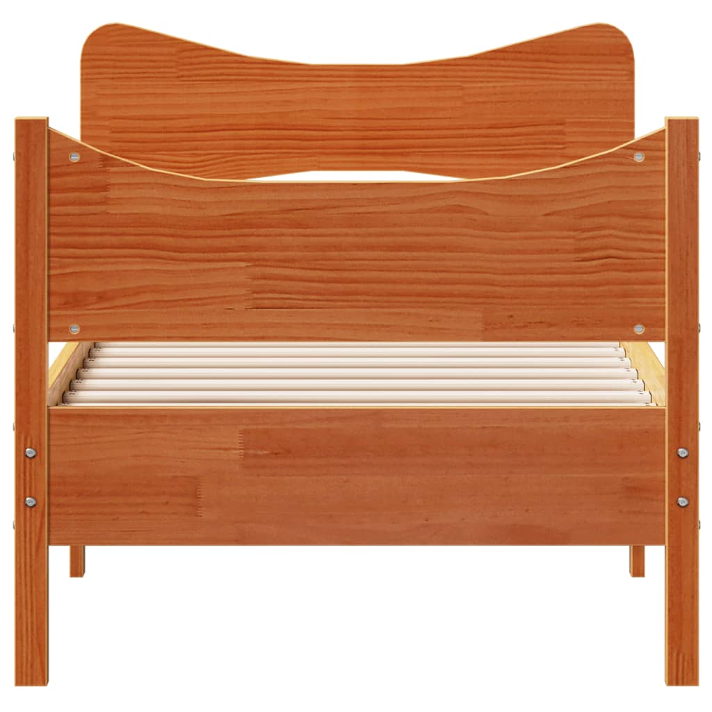 sengeramme uden madras 90x190 cm massivt fyrretræ gyldenbrun