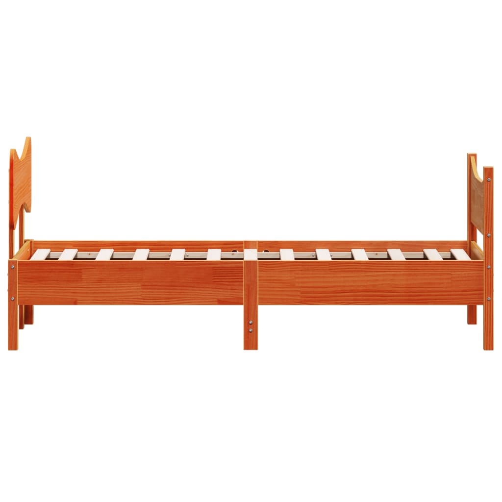 sengeramme uden madras 90x190 cm massivt fyrretræ gyldenbrun