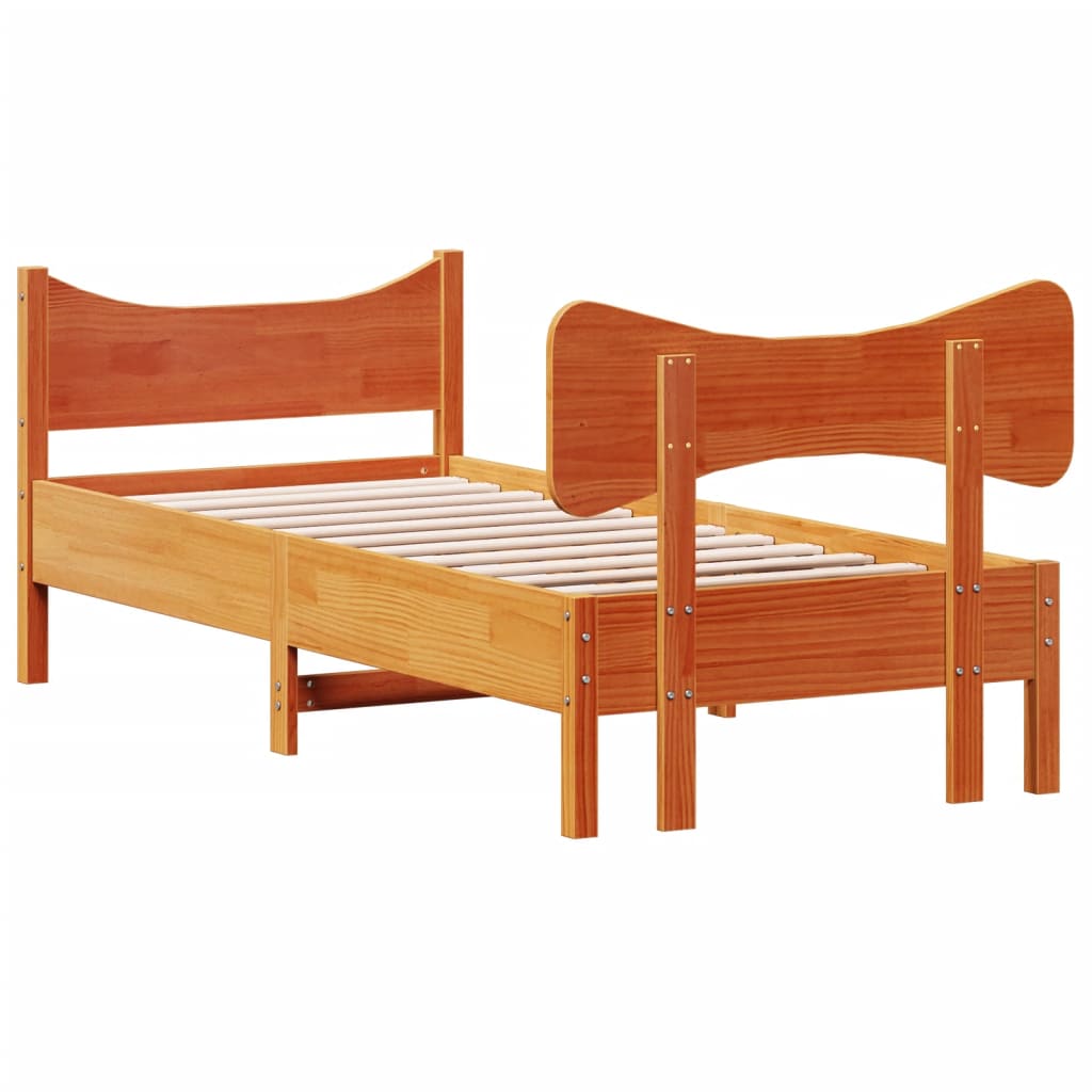 sengeramme uden madras 90x190 cm massivt fyrretræ gyldenbrun