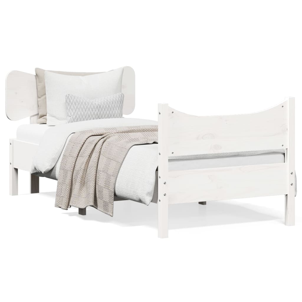 sengeramme uden madras 75x190 cm massivt fyrretræ hvid