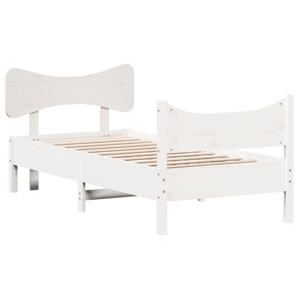 sengeramme uden madras 75x190 cm massivt fyrretræ hvid