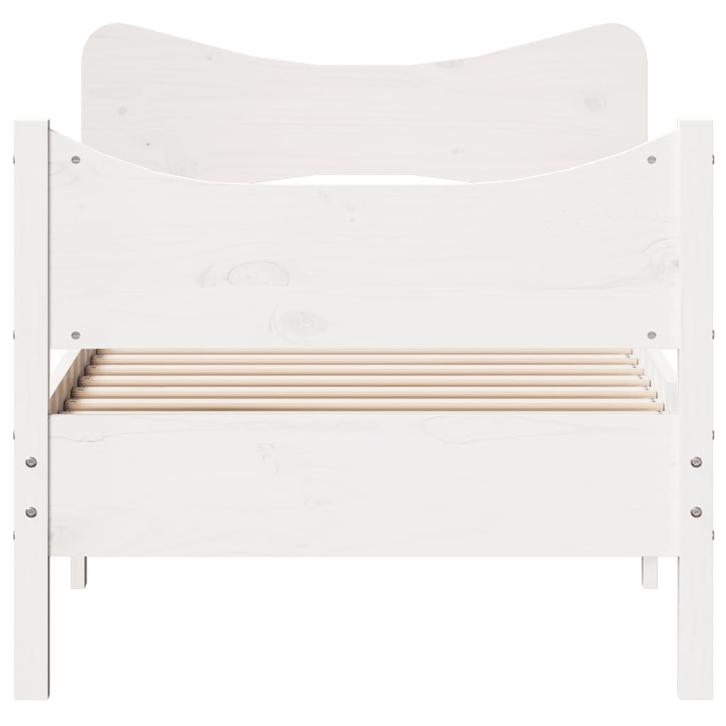 sengeramme uden madras 75x190 cm massivt fyrretræ hvid