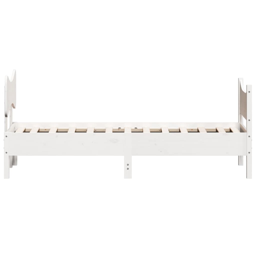 sengeramme uden madras 75x190 cm massivt fyrretræ hvid