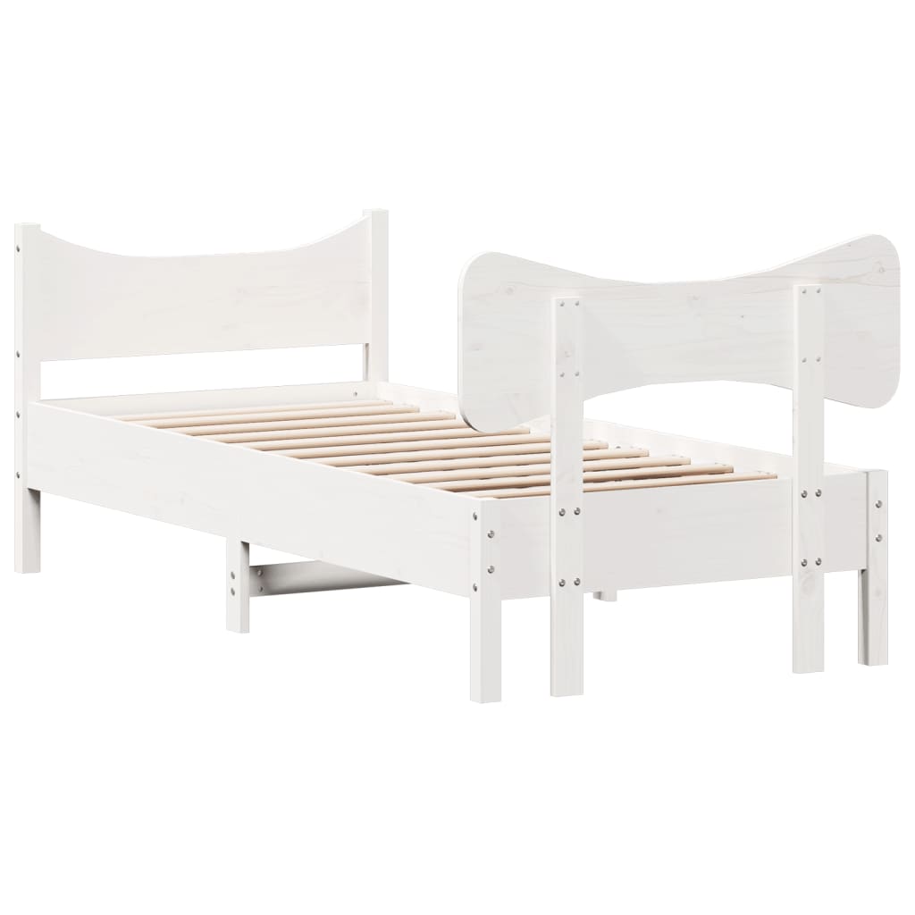 sengeramme uden madras 75x190 cm massivt fyrretræ hvid