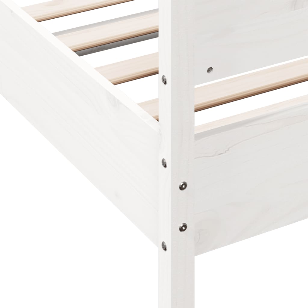 sengeramme uden madras 75x190 cm massivt fyrretræ hvid