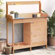pottebænk med skab 110,5x45x124,5 cm massivt grantræ brun