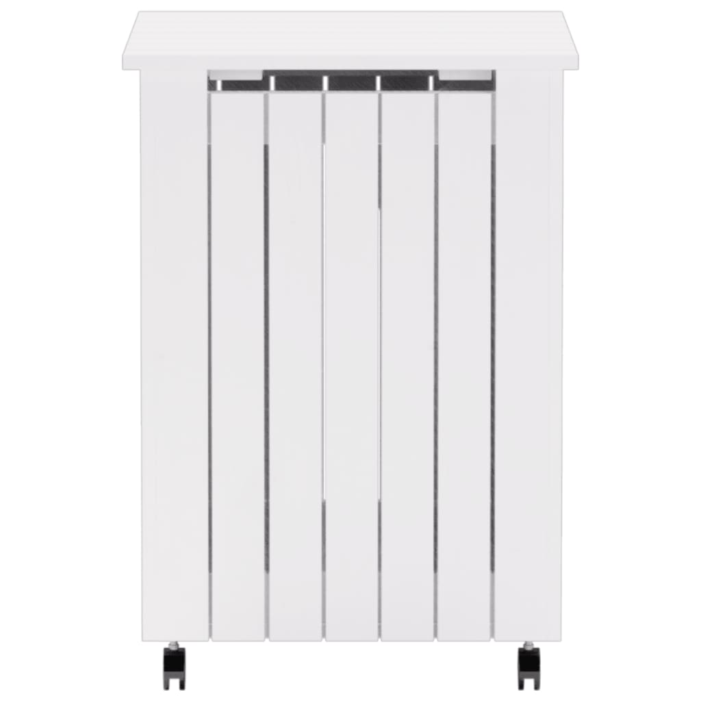 vasketøjskurv med hjul RANA 45x45x64 cm massivt fyrretræ hvid