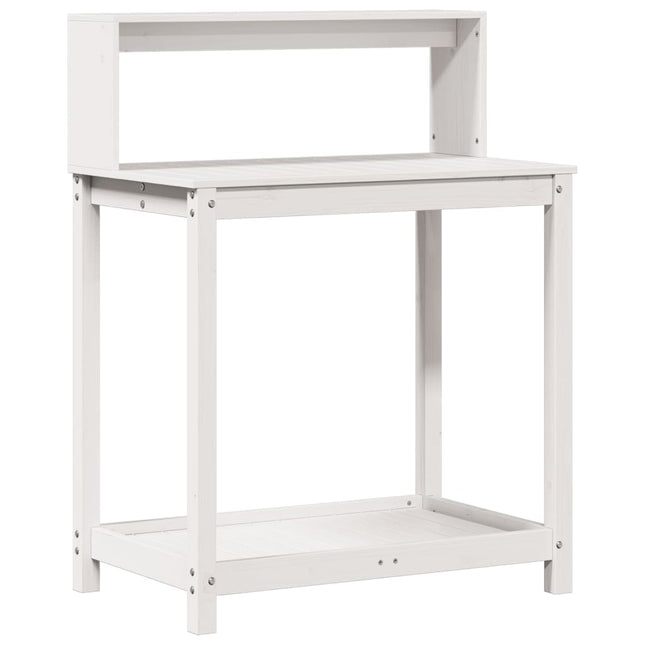 plantebord med hylder 82,5x50x109,5 cm massivt fyrretræ hvid