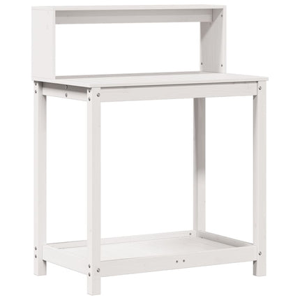 plantebord med hylder 82,5x50x109,5 cm massivt fyrretræ hvid