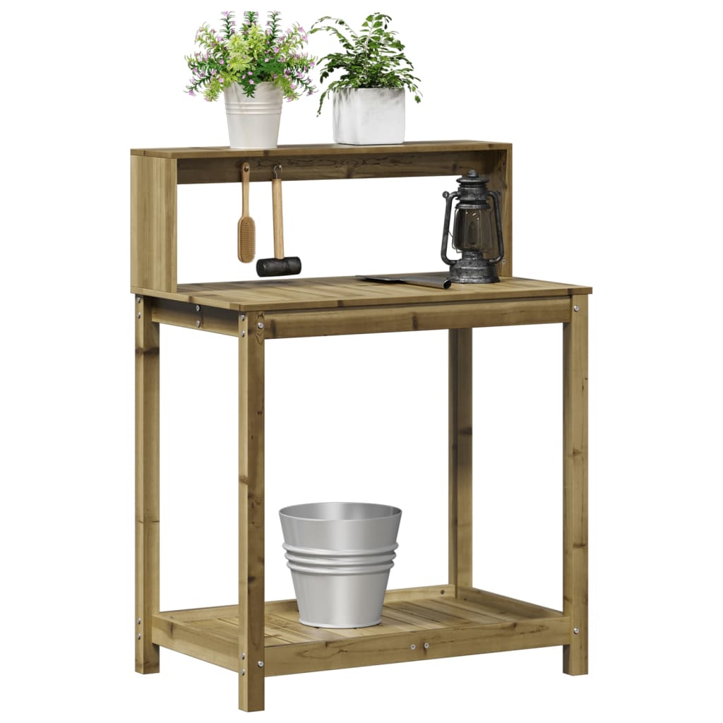 plantebord med hylder 82,5x50x109,5 cm imprægneret fyrretræ