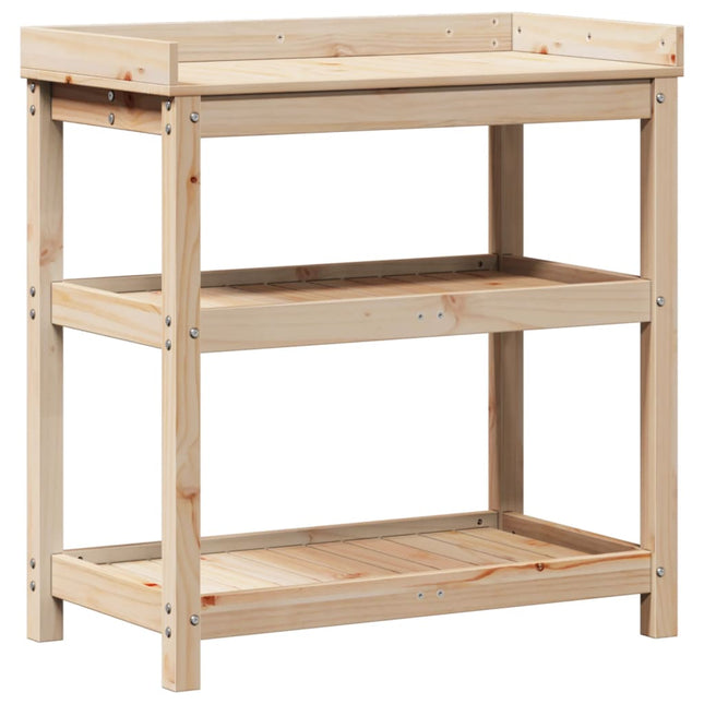 plantebord med hylder 82,5x45x86,5 cm massivt fyrretræ