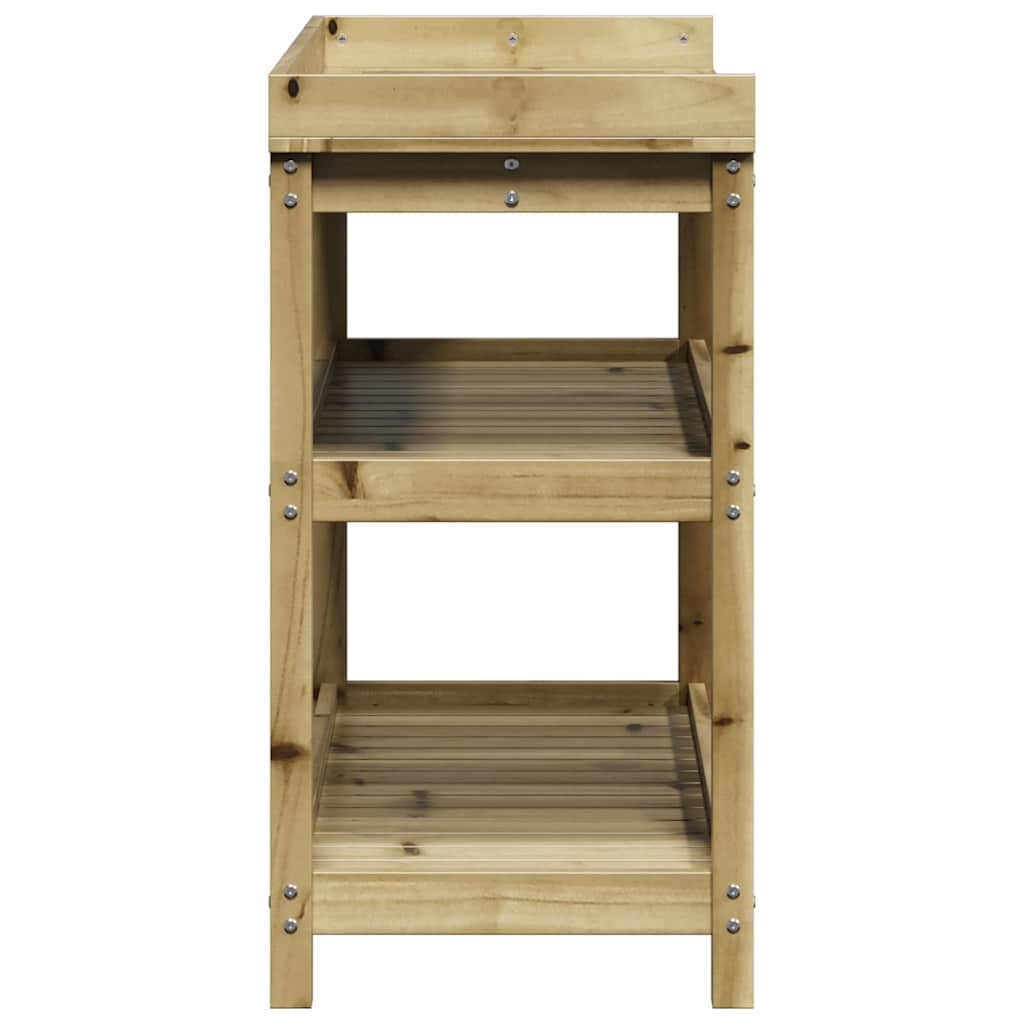 plantebord med hylder 108x45x86,5 cm imprægneret fyrretræ