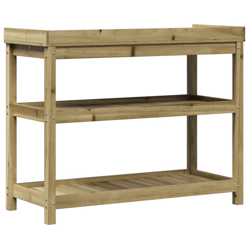 plantebord med hylder 108x45x86,5 cm imprægneret fyrretræ