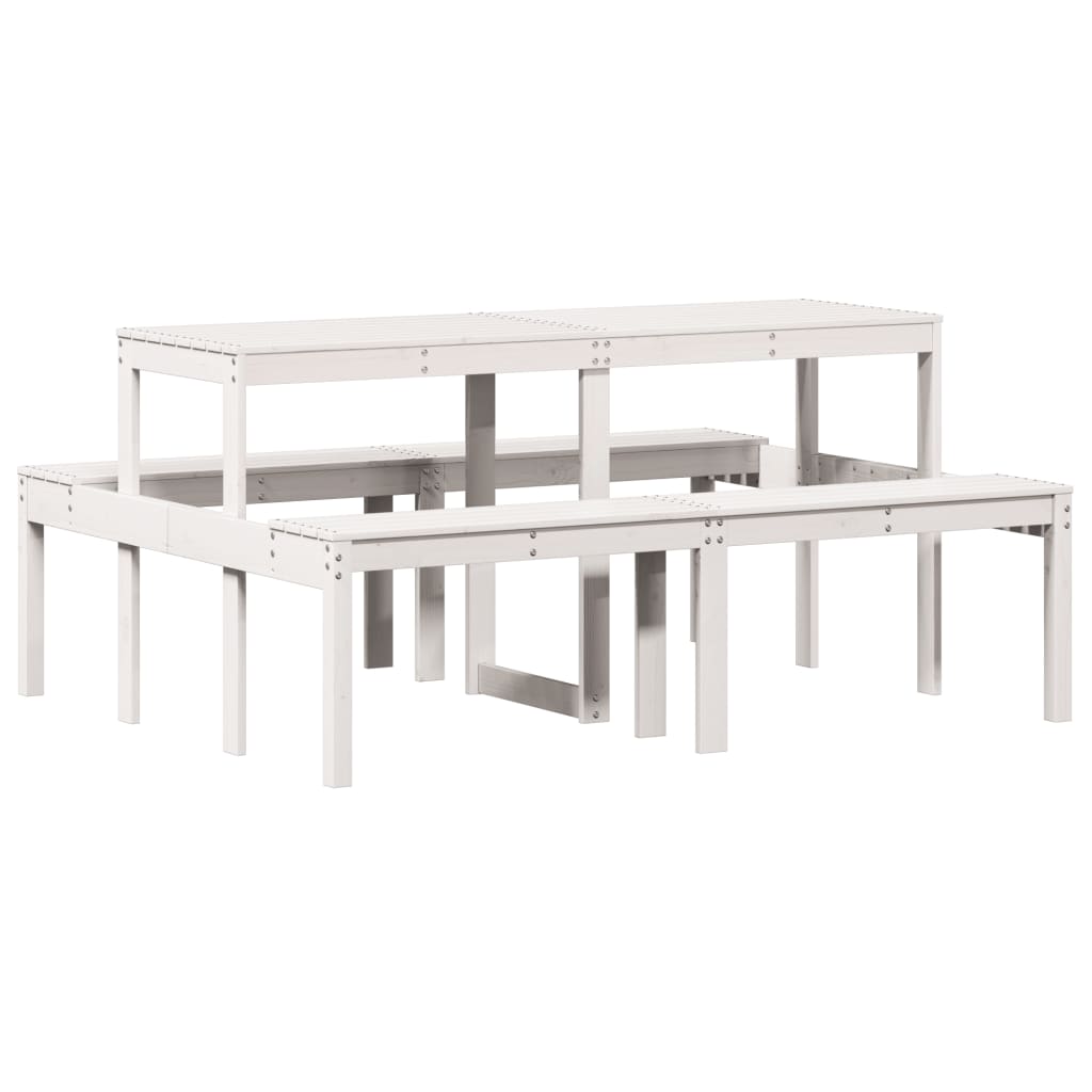 picnicbord 160x134x75 cm massivt fyrretræ hvid