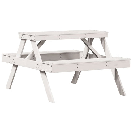 picnicbord 105x134x75 cm massivt fyrretræ hvid