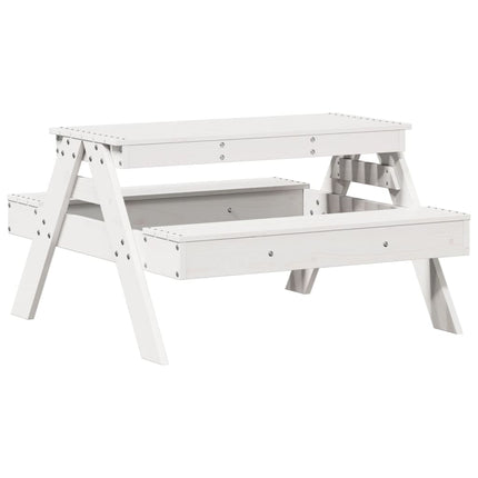 picnicbord til børn 88x97x52 cm massivt fyrretræ hvid
