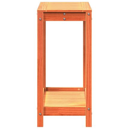 plantebord med hylde 82,5x35x75 cm massivt fyrretræ gyldenbrun