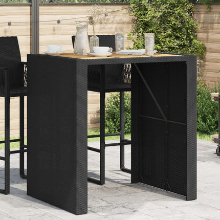 barbord til haven 105x80x110 cm akacietop polyrattan sort