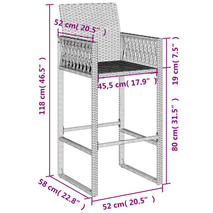 udendørs barstole 2 stk. polyrattan sort