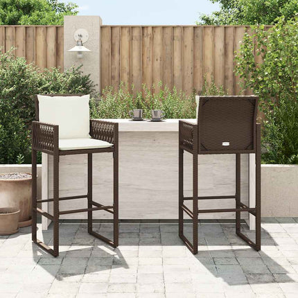 udendørs barstole med hynder 2 stk. polyrattan brun