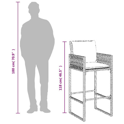 udendørs barstole med hynder 2 stk. polyrattan brun