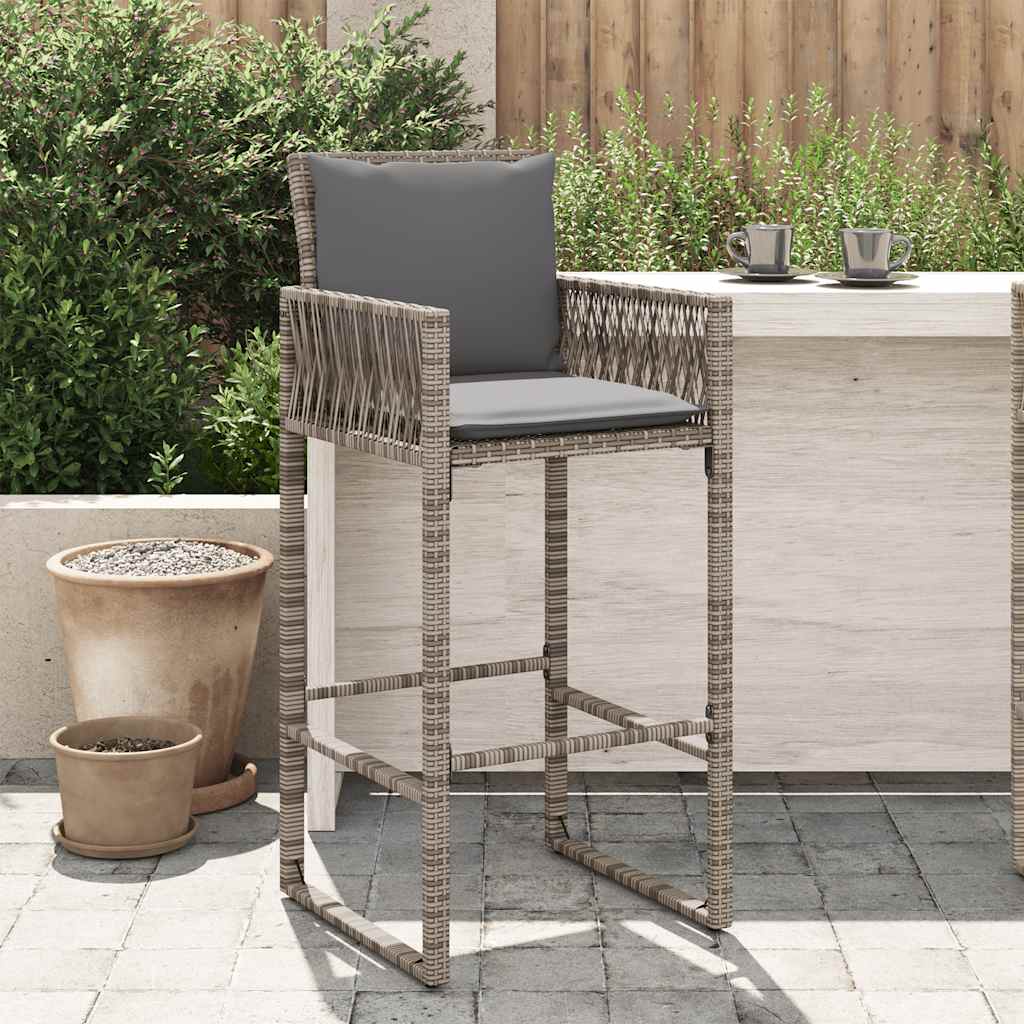 barstole til haven med hynder 2 stk. polyrattan gr