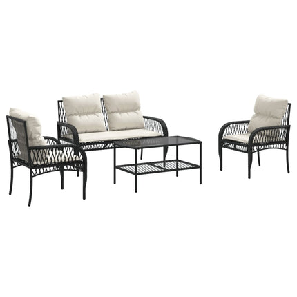 sofasæt til haven 4 dele med hynder polyrattan sort