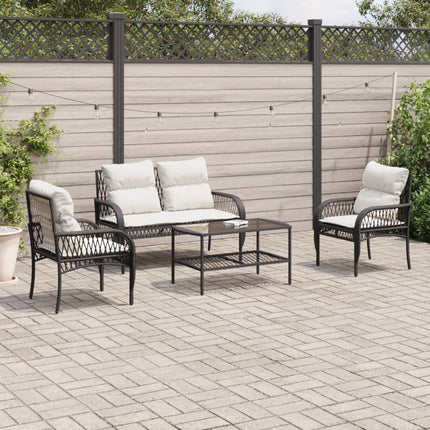 sofasæt til haven 4 dele med hynder polyrattan sort