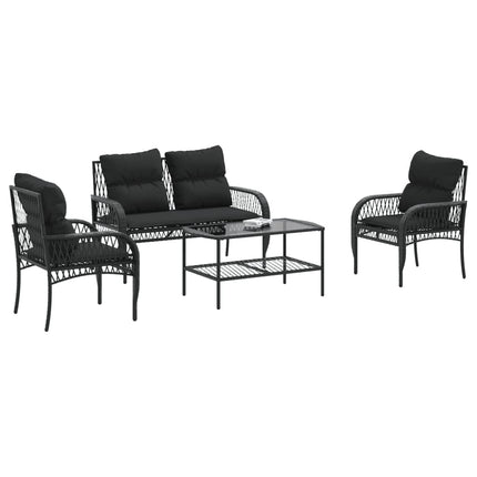 sofasæt til haven 4 dele med hynder polyrattan sort