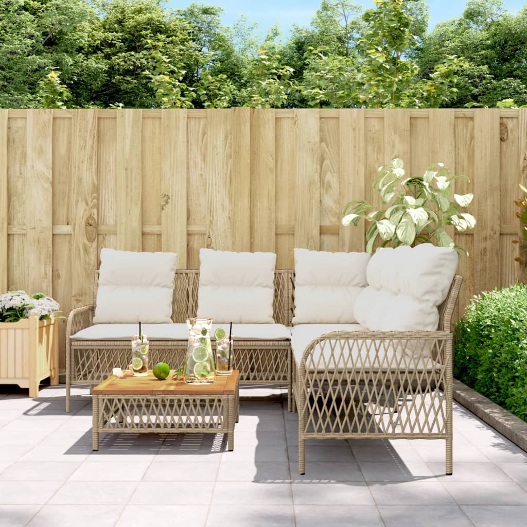 sofasæt til haven 2 dele med hynder polyrattan beige