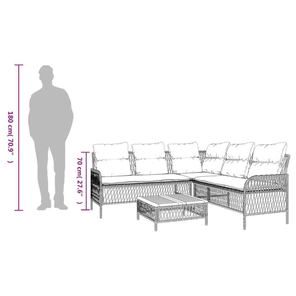 sofasæt til haven 2 dele med hynder polyrattan beige
