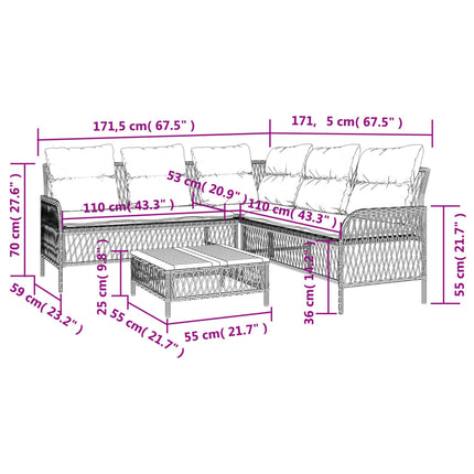 sofasæt til haven 2 dele med hynder polyrattan beige