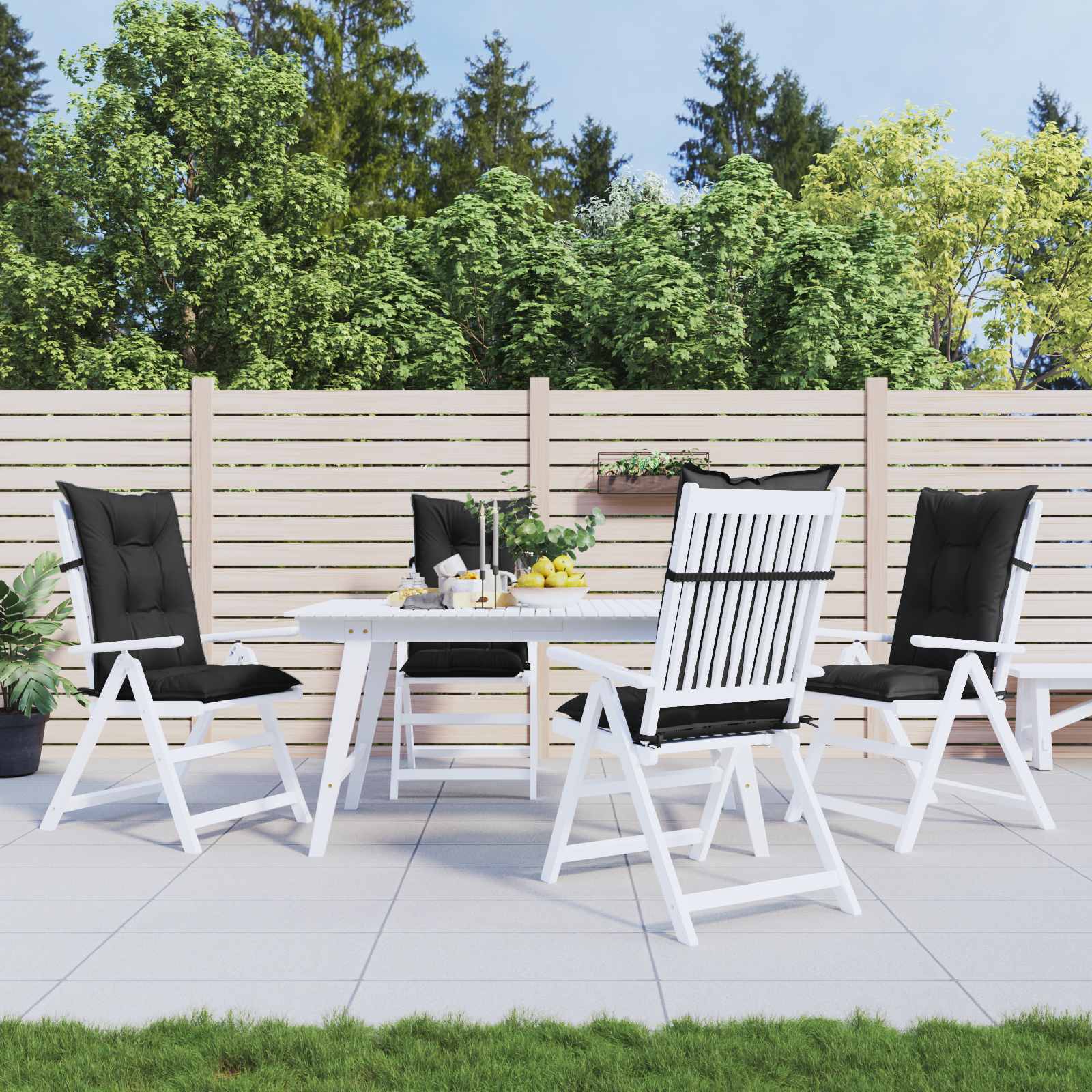 Højrygget Stol Pudepakke 4 pcs Melange Sort 120 x 50 x 7 cm